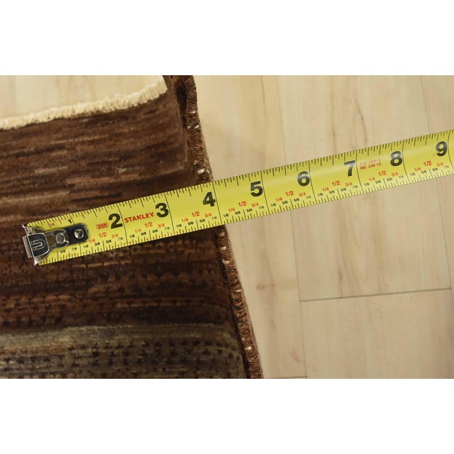 Gabbeh Rug 5′ X 6’4” Brown Gray Wool Contemporary Hand-Knotted Carpet For Sale - Image 10 of 12