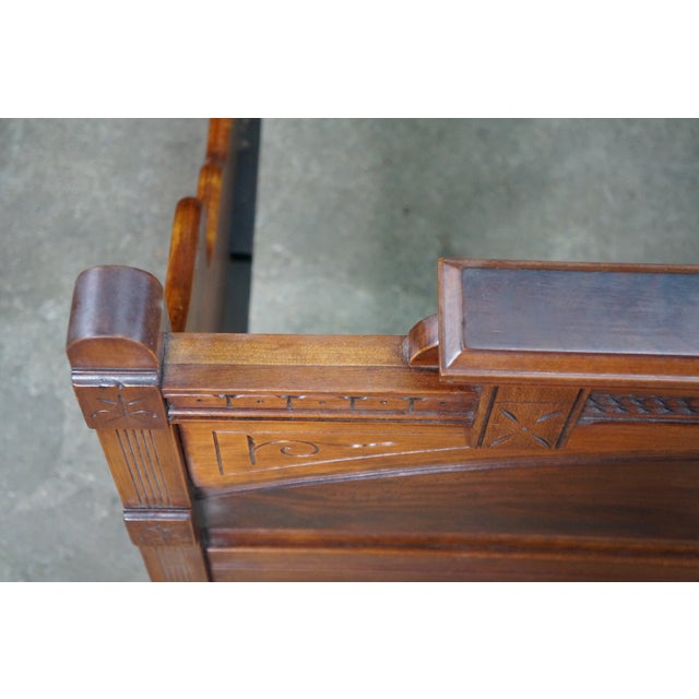 Antique Victorian Eastlake Walnut Burl Spoon Carved Highback Twin Size Bed For Sale - Image 9 of 18