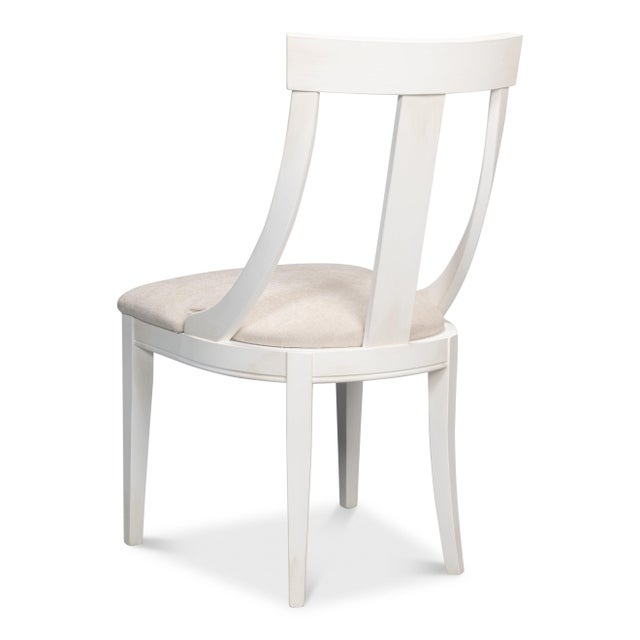 Art Deco Deco Klismos Dining Chairs in White with Cream Seats, Sets of 2 For Sale - Image 3 of 11