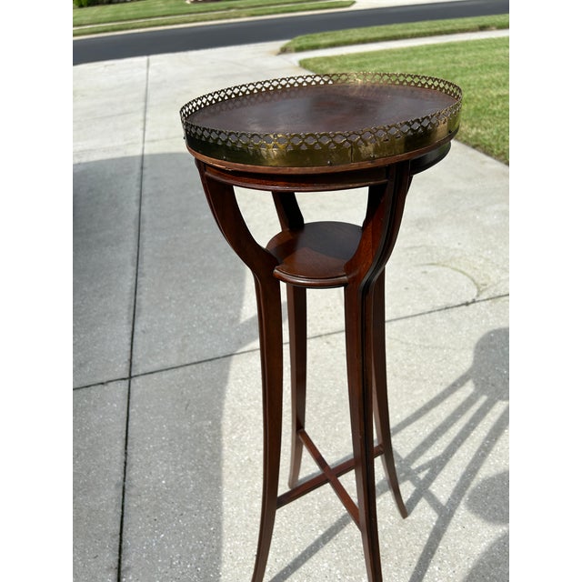English Baker Mahogany Plant Stand With Brass Gallery For Sale - Image 3 of 7
