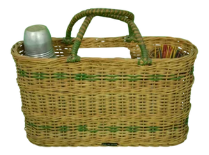 1950s Brooks Brothers Wicker Adirondack Picnic Tote with Accessories