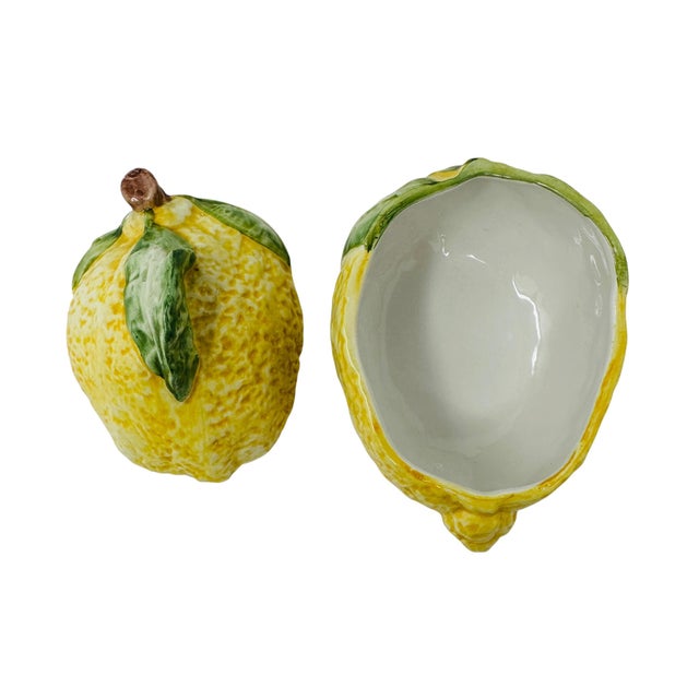 Vintage Vietri Hand-Painted Ceramic Lemon Dish - Made in Italy For Sale - Image 9 of 10