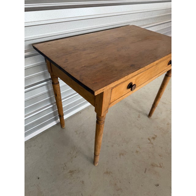 Wood Antique Pine Table With Drawer From England For Sale - Image 7 of 18
