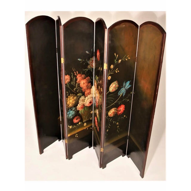 Early 20th Century Antique French Dressing Hand Painted Six Panel Screen Divider For Sale - Image 5 of 6