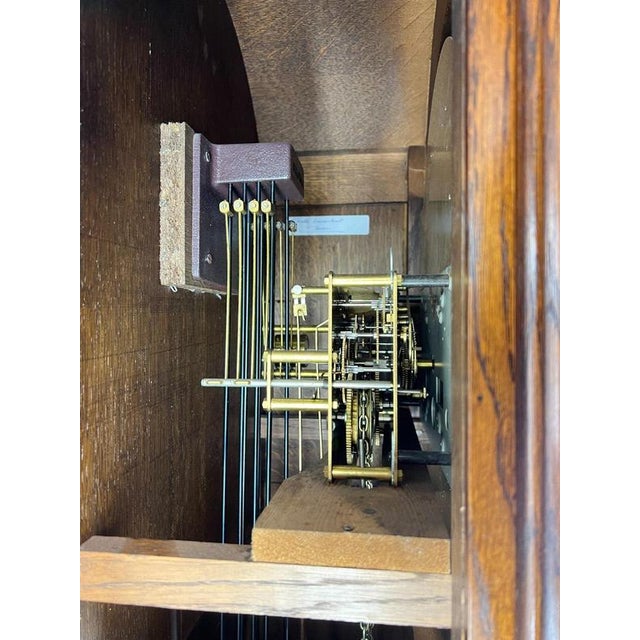 Vintage French Longcase Grandfather Clock in Oak For Sale - Image 9 of 11