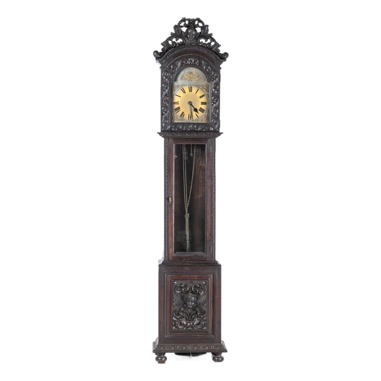 Portuguese Upper Case Clock in Chestnut | Chairish