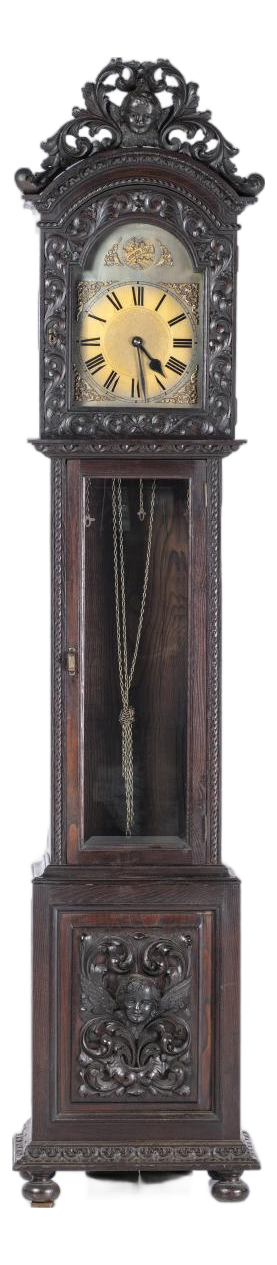 Portuguese Upper Case Clock in Chestnut