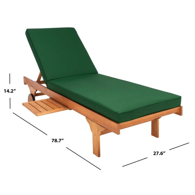 Newport Chaise Lounge Chair with Side Table, Natural/Green Cushion For Sale In Philadelphia - Image 6 of 12
