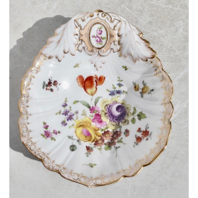 Late 19th Century Antique Hand-Paintd Dresden Bowl Circa 19th For Sale - Image 5 of 7