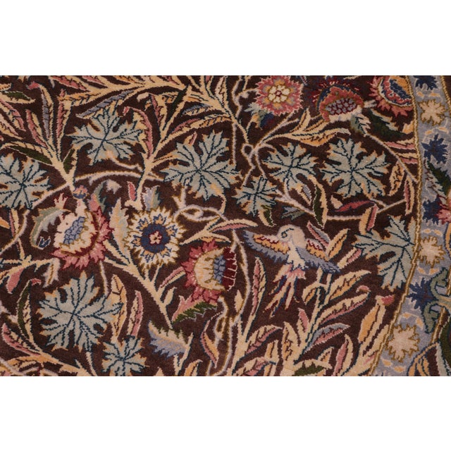 Shabby Chic Botanical 1990's Pak-Persian Brown/Gray Wool Round Rug - 6'2'' X 6'3'' For Sale In New York - Image 6 of 9
