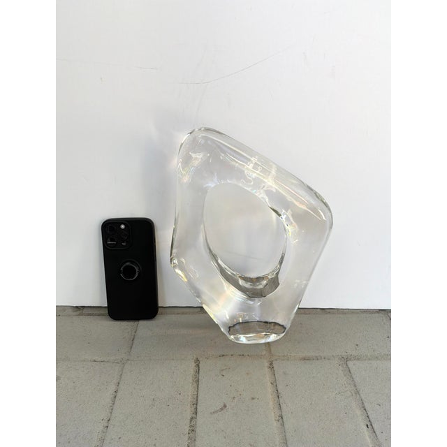 Stylish modern Revelation Crystal Cavern Sculpture. Clear sculptural body. Original Retail $486. Showroom Floor Sample.