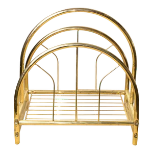 1960s The Commodore Collection by Rosalco Brass Finish Gold Metal Magazine Rack