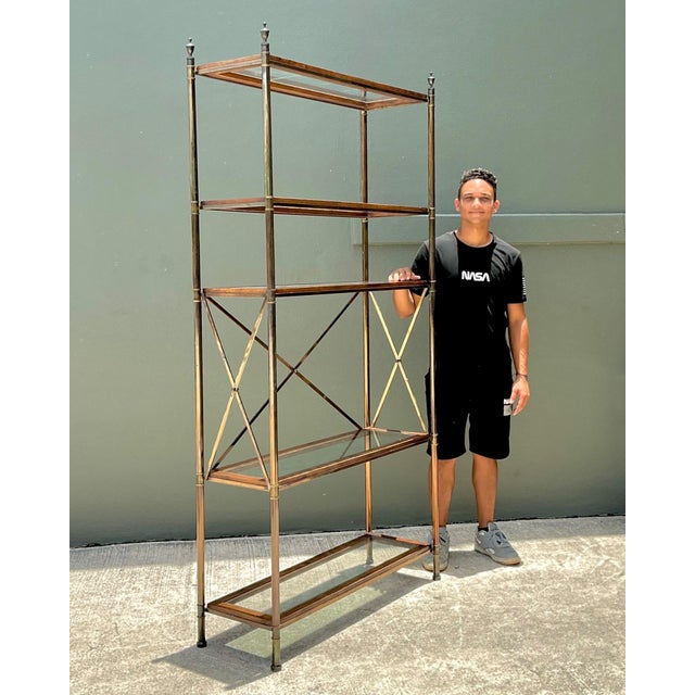 Late 20th Century Vintage Wood and Glass Etagere For Sale - Image 5 of 14