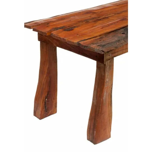 Wood Rustic Antique French Provincial Live Edge Pine Harvest Table Workbench For Sale - Image 7 of 10