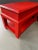 1970s Mid Century Karl Springer Style Lacquered Red Raffia Side Tables With Brass Pulls - a Pair For Sale - Image 10 of 10