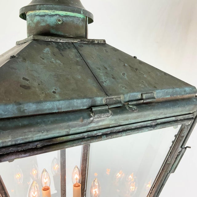 1910's Large Antique Copper Lantern For Sale - Image 12 of 18