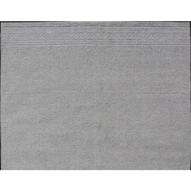 Muted Gray Hand-Knotted Wool Rug by Keivan Woven Arts 5'7 X 9'0 For Sale - Image 4 of 13