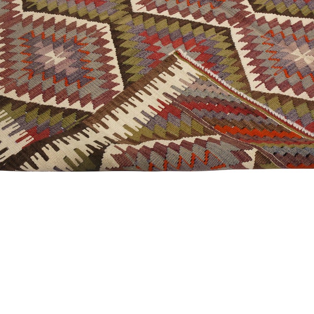 1950s Vintage Mid-Century Antalya Beige Blue and Green Wool Kilim Rug For Sale In New York - Image 6 of 6