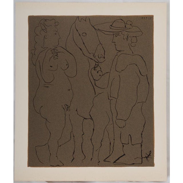 Modern Pablo Picasso, Couple in Love and Horse, Linocut For Sale - Image 3 of 3