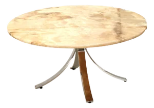 Vintage Round Onyx Coffee Table with Chrome Base, 1970s