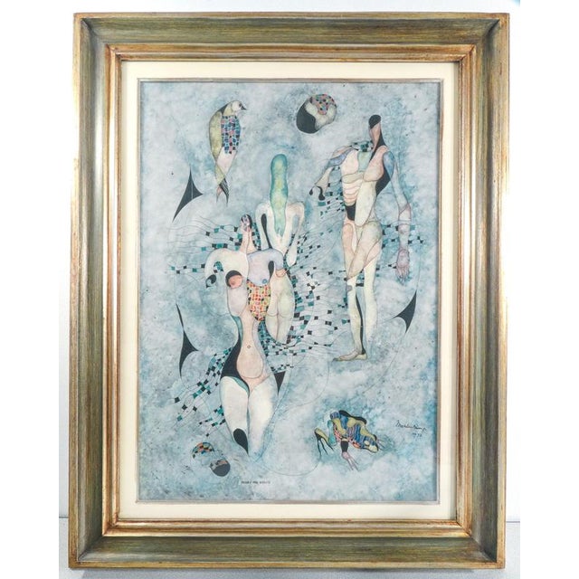 Ermanno Metelerkamp, Nude, Figures of the Forest, 1974, Watercolor and Ink on Paper, Framed For Sale - Image 8 of 14