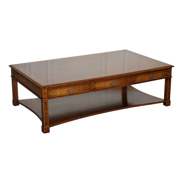 Large Georgian Burr Walnut Coffee Table from Brights of Nettlebed London For Sale