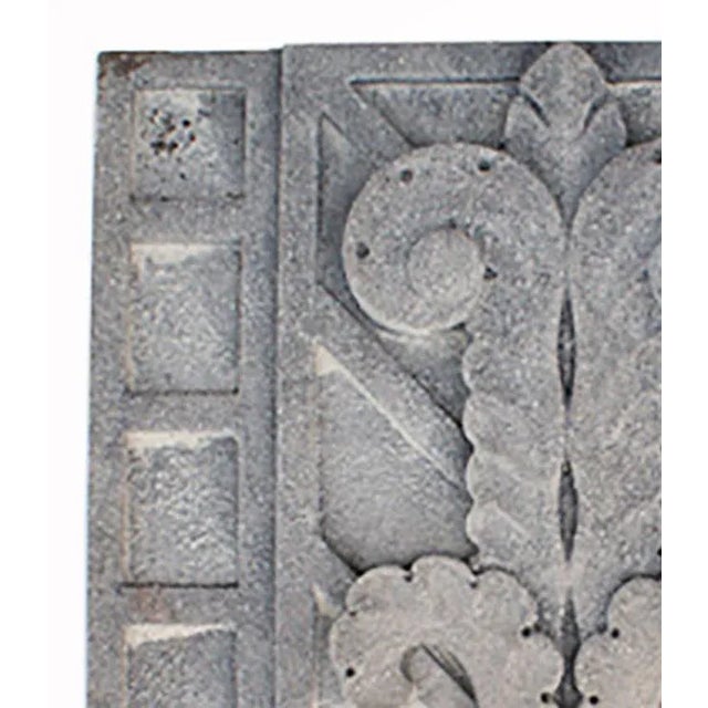 Early 20th century carved limestone exterior building panels. Art Deco geometric and foliate motif. Three available, sold...