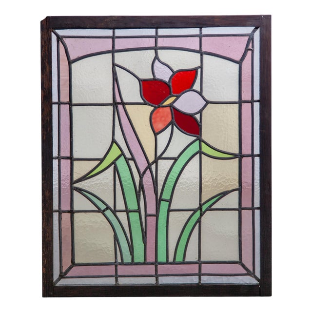 Art Nouveau Stained Glass Panel, 1910 For Sale