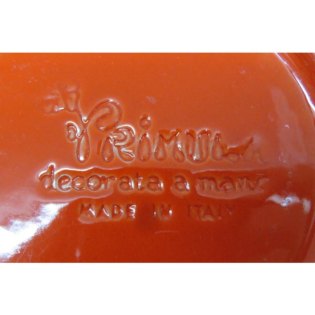 Ceramic Primula Decorata a Mano Red Ceramic Plates Set of Three Made in Italy 4726b For Sale - Image 7 of 12