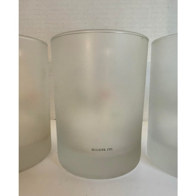White Set of 4 Vintage Culver Frosted Holiday Cat Glasses Tumbers For Sale - Image 8 of 8
