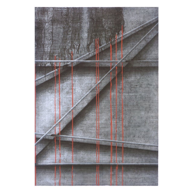 Abstract Patricia A. Pearce Black Mesh and Red Ribbon Collotype Abstract Triptych Circa 1990s For Sale - Image 3 of 5