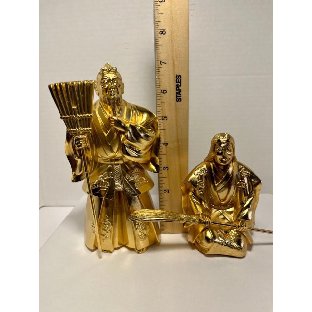 Vintage Japanese Takasago “Jotomba” Happy Couple Figurines in Lacquer Display For Sale - Image 9 of 10