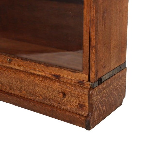 Antique Globe Wernicke Arts And Crafts Oak 3 Stack Barrister Bookcase With Drawer C1910 Measures - Overall 45.5"h x...