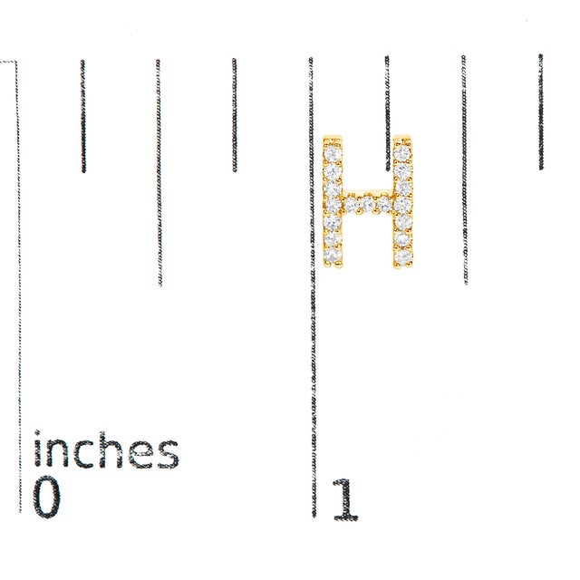 Early 21st Century 10K Yellow Gold 1/10 Cttw Diamond 'H' Initial Stud Earring For Sale - Image 5 of 5