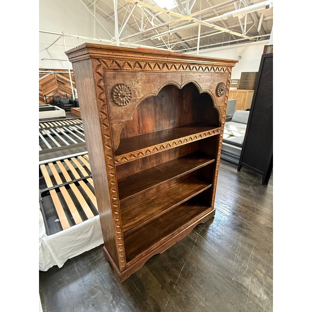 Carved Wood Open Bookcase, Vintage For Sale - Image 4 of 12