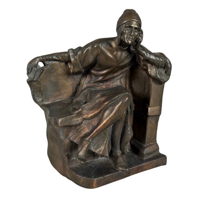 Antique Early 20th Century Dante Alighieri Sculpture in Metal For Sale