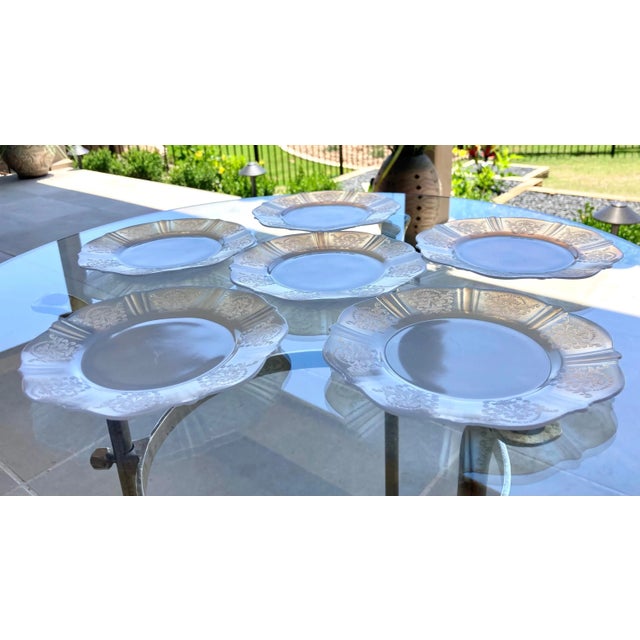 Circa 1930 MacBeth-Evans American Sweetheart Bread & Butter Plates in Monax Aka Opalescent White- Set of 6 For Sale In Austin - Image 6 of 13