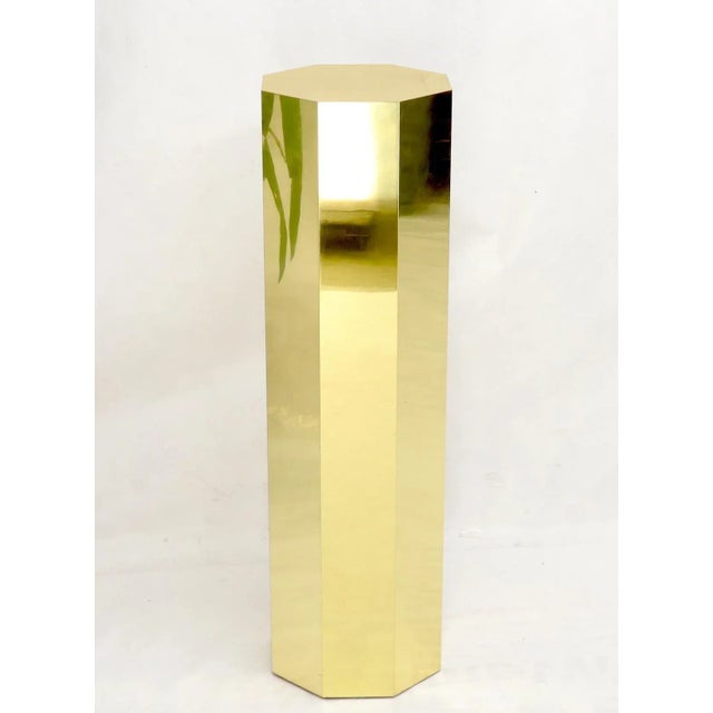 Mid-Century Modern Brass Clad Octagon Shape Mid-Century Modern Pedestal For Sale - Image 3 of 6
