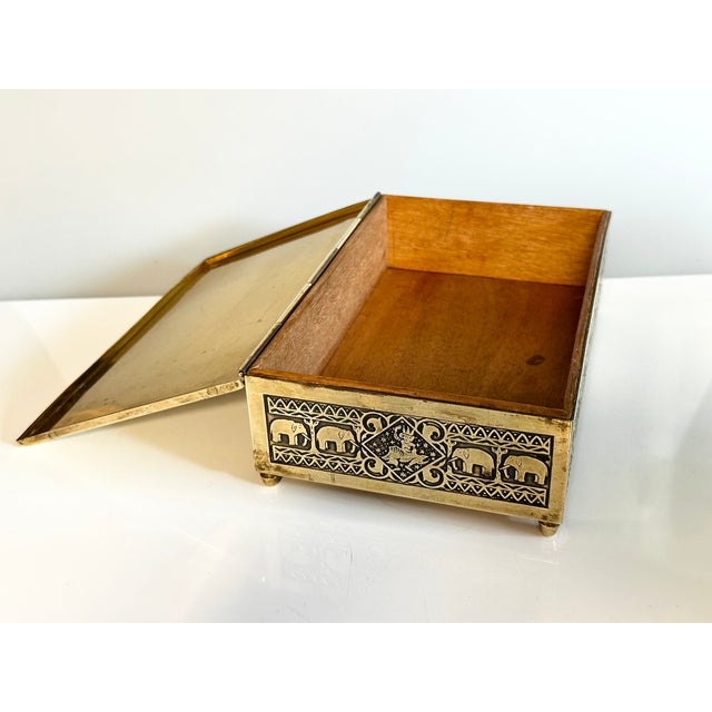 Black Brass Jewelry Box with Cedar Wood and Asian Motifs, Germany, 1950s For Sale - Image 8 of 18