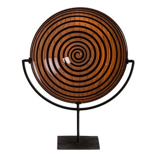 Sculptural Blue Murano Glass Plate with Optical Spiral, Italy, 1960s-1970s For Sale