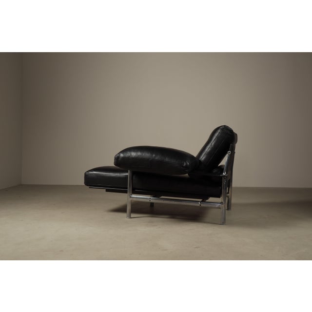 Diesis Chaise Lounge in Black Leather by Antonio Citterio and Paolo Nava for B&B Italia, 1980s For Sale - Image 6 of 16