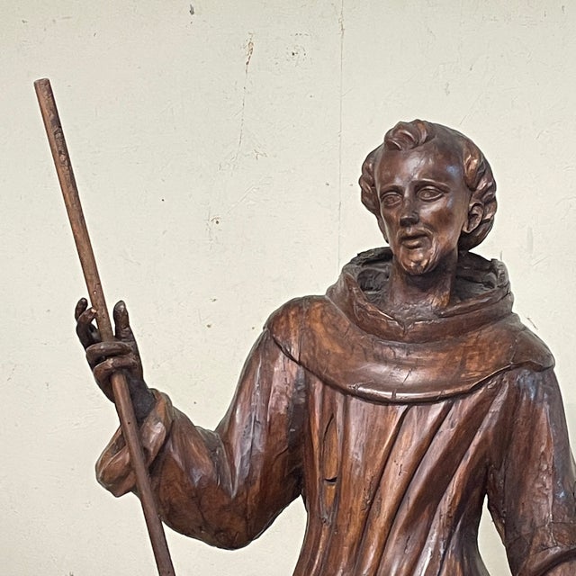 18th Century Baroque Wooden Sculpture of St. Francis of Assisi, Italy For Sale - Image 4 of 18