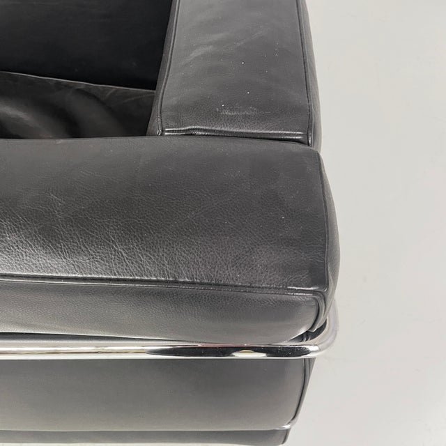 Metal Italian Modern Black LC2 Armchair by Le Corbusier, Jeanneret and Perriand for Cassina, 1980s For Sale - Image 7 of 18