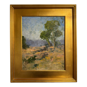 1970s Signed Oil Landscape Painting by p.k. Jones in Gilt Wood Frame