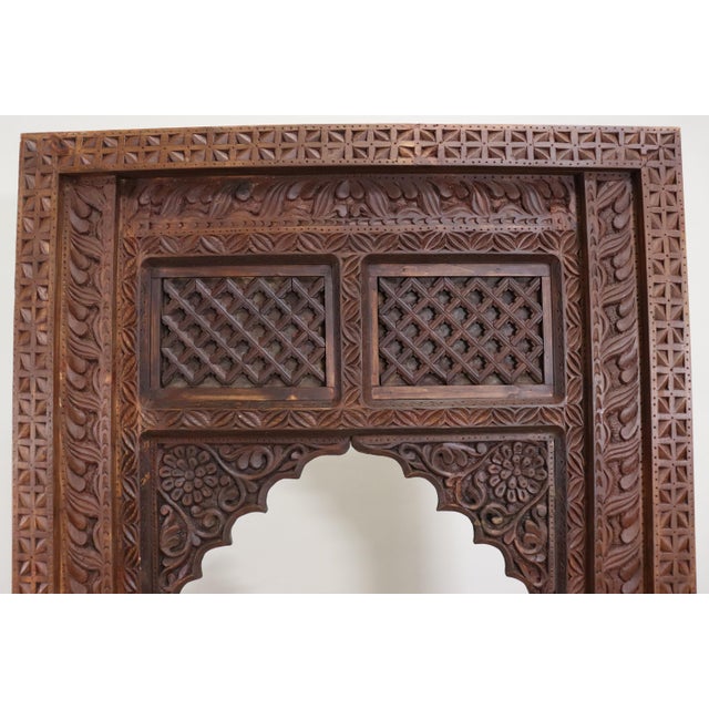 Brown Antique Handmade and Handcarved Archway Door Frame, Nuristan, Afghanistan, 1920s For Sale - Image 8 of 17