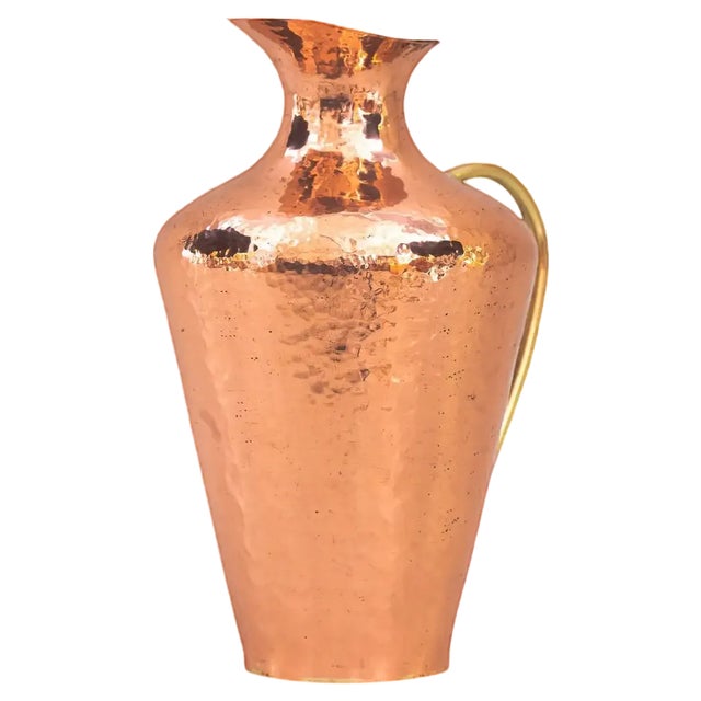 Copper and Brass Hammered Jug, 1950s For Sale