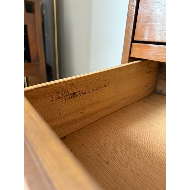 American of Martinsville "Dania" Walnut Modular Bench and Desk/Bar Cabinet Attachment by Merton Gershun For Sale - Image 9 of 12