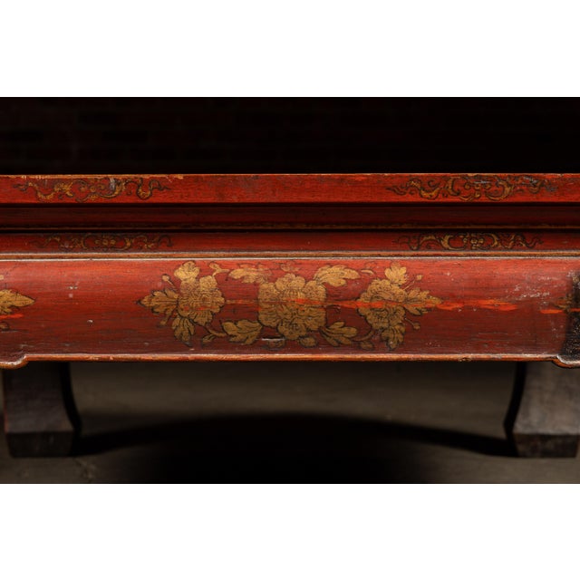 Early 20th Century Southeast Asian Wooden Coffee Table With Floral Accents For Sale - Image 14 of 16