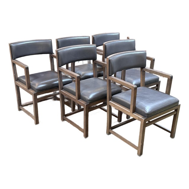 B&b Italia Simplice Leather Arm Chairs, Set of Six For Sale