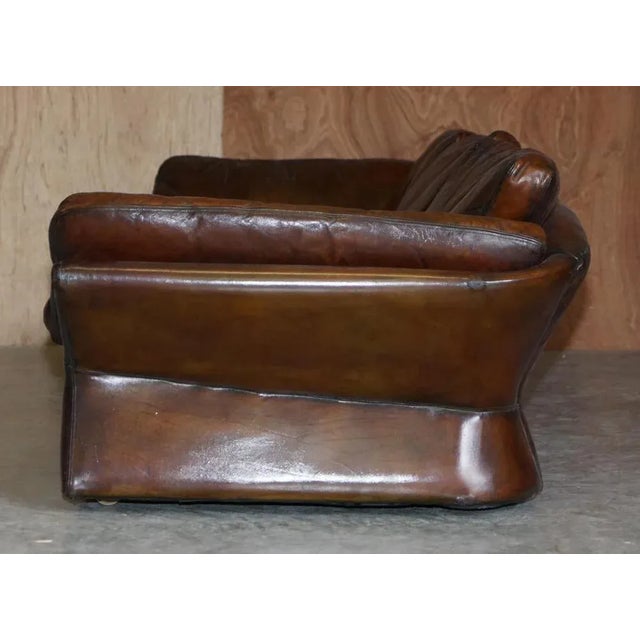 Low Mid-Century Modern Brown Leather Sofa For Sale - Image 16 of 17